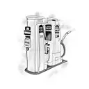 Old timey gas pump labled 76 on it with the gas price at $7.77 and the text fire me up somewhere in the pic tattoo design idea