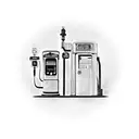 Old timey gas pump labled 76 at the top on it with the gas price at $7.77 and the text fire me up somewhere in the pic tattoo design idea