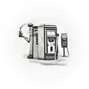Old timey gas pump labled 76 on it with the gas price at $7.77 and the text fire me up somewhere in the pic tattoo design idea
