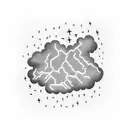 A blackwork tattoo of a storm cloud shaped like the map of Republika Srpska, with lightning bolts striking down tattoo design idea