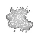 A blackwork tattoo of a storm cloud shaped like the map of Republika Srpska, with lightning bolts striking down tattoo design idea