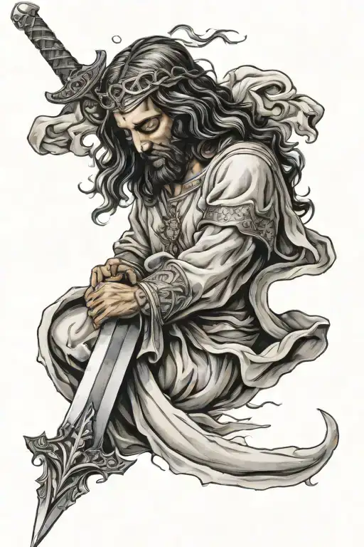 Jesus sword tattoo design idea
