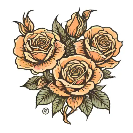 minimalist roses with date 1/21/1950 tattoo design idea