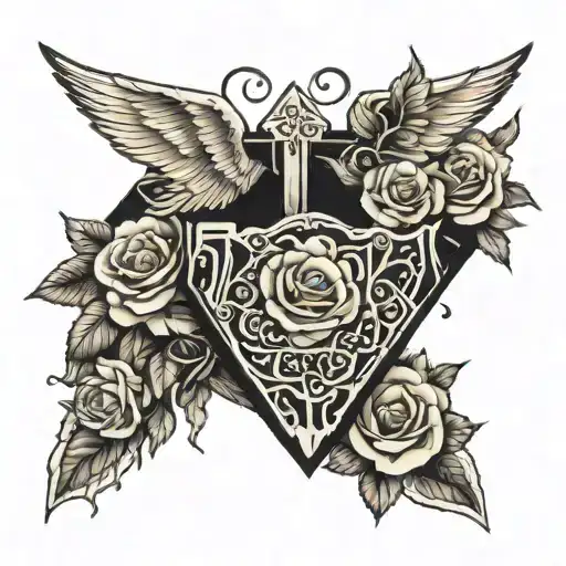coffin with wings and roses for chest tattoo tattoo design idea