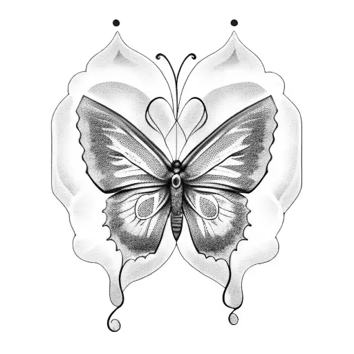 Butterfly Herz datum tattoo design idea