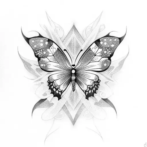 Butterfly Herz datum tattoo design idea