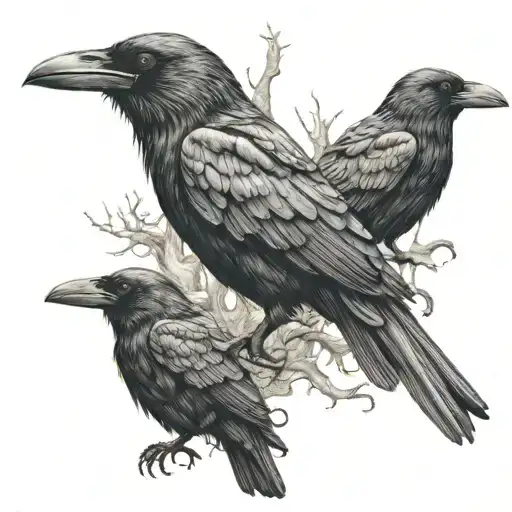 10 crows all different sizes and the biggest one has sharingan in the birds eye  tattoo design idea