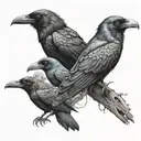 10 crows all different sizes and the biggest one has sharingan in the birds eye  tattoo design idea