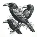 10 crows all different sizes and the biggest one has sharingan in the birds eye  tattoo design idea
