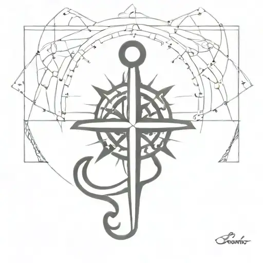 wind rose boat anchor tattoo design idea
