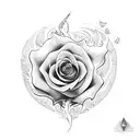 dove holding a rose on fire  tattoo design idea