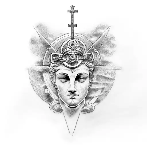 Greek art and archeology with pagan influence tattoo design idea