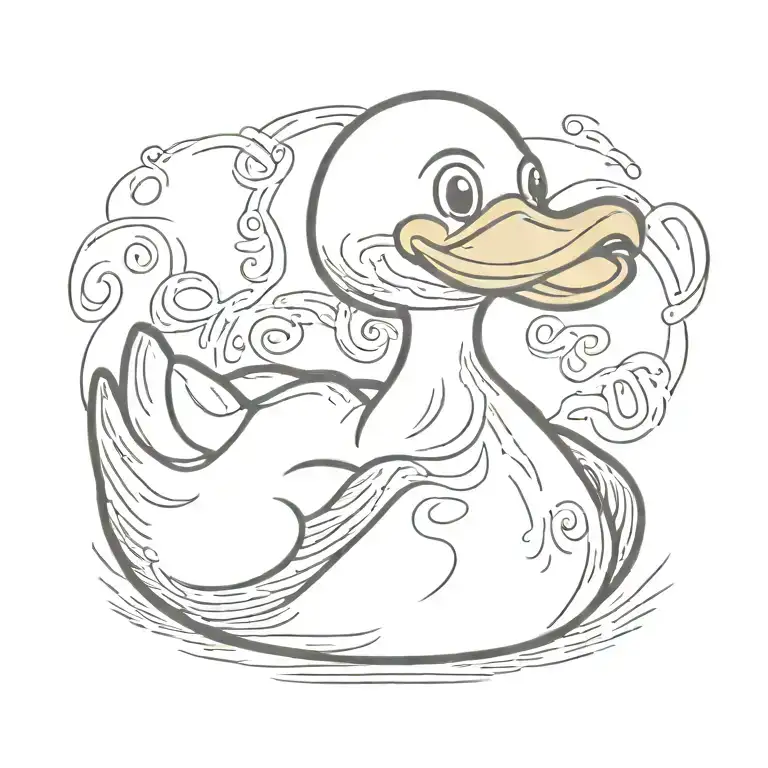 rubber duck with letter JJ tattoo design idea