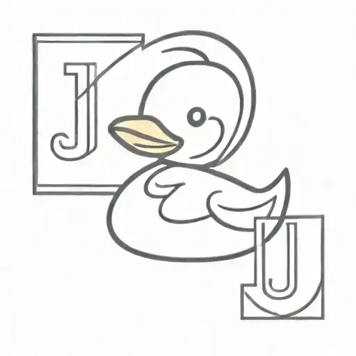 rubber duck with the letters "JJ" woven into design tattoo design idea