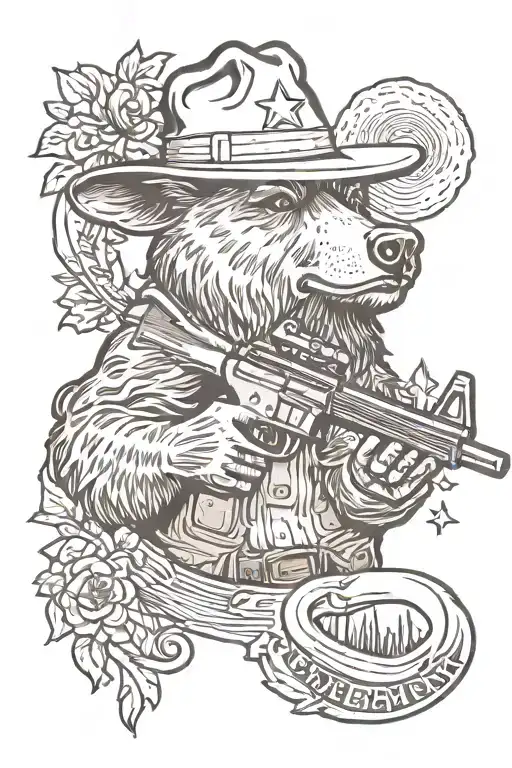 smokey bear ar 15 rifle tattoo design idea