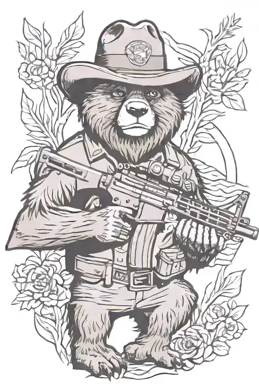 smokey bear ar 15 rifle tattoo design idea