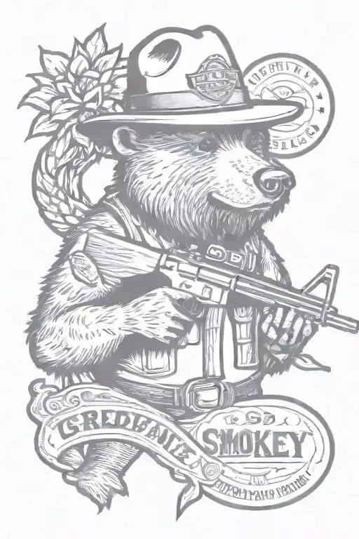 smokey bear ar 15 rifle tattoo design idea