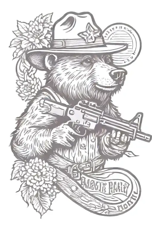smokey bear ar 15 rifle tattoo design idea