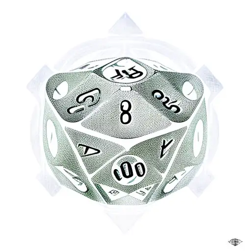 the dice Magic the gathering mana symbols inside a ribbon tattoo design idea