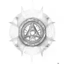 Magic the gathering mana symbols inside a ribbon tattoo design idea