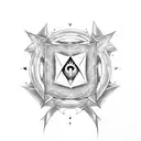 Magic the gathering mana symbols inside a ribbon tattoo design idea