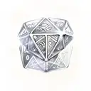 the dice Magic the gathering mana symbols inside a ribbon tattoo design idea