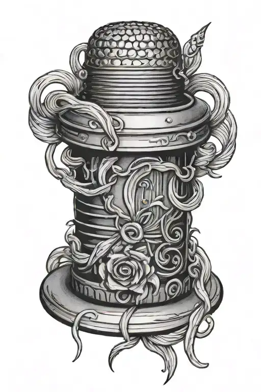 Thimble and needle with thread tattoo design idea