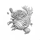 rotting cartoon vegetables tattoo design idea