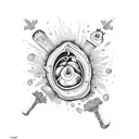 rotting cartoon vegetables tattoo design idea