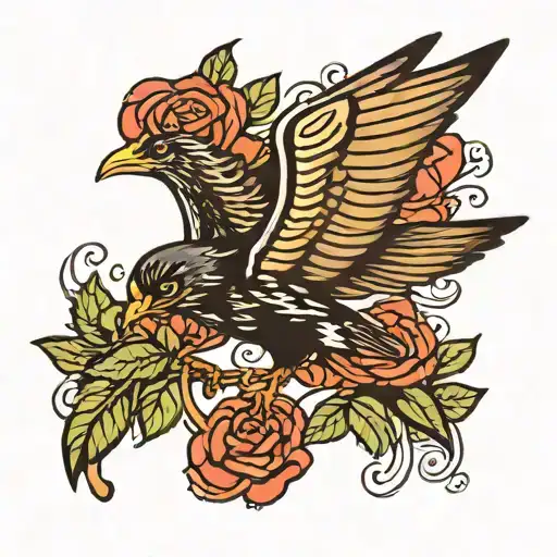 sailor jerry blackbird flying tattoo design idea