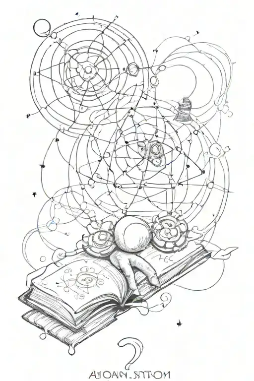 atom, brain, heart, book tattoo design idea
