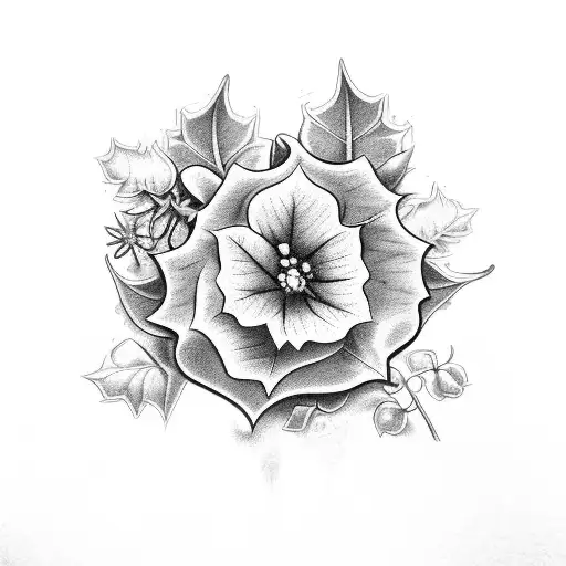 flowers, ivy, leaves, berry, ouija, scary tattoo design idea