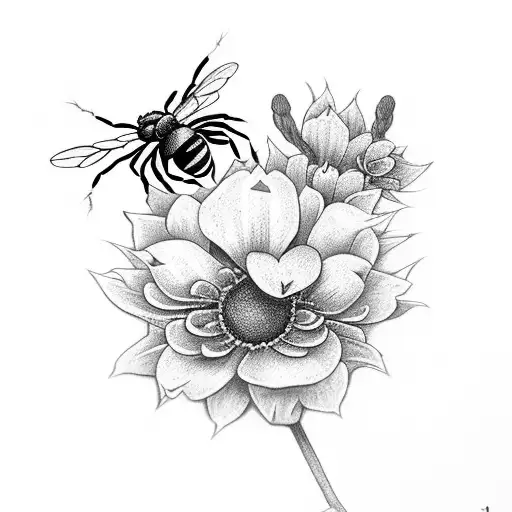 spider, flowers, bee, ivy, leaves tattoo design idea