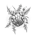 spider, flowers, ivy, leaves tattoo design idea