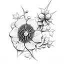 spider, flowers, ivy, leaves tattoo design idea