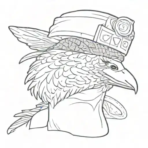 doodle goose with band-aid on head tattoo design idea