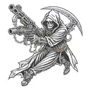 grim reaper using a mounted machine gun  tattoo design idea