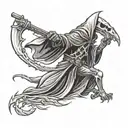 grim reaper using a mounted machine gun  tattoo design idea
