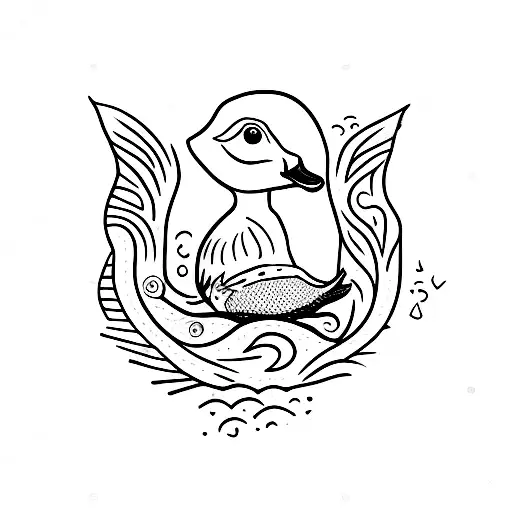 un pato y una tortuga tattoo design idea