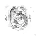 Leo and Pisces  together  tattoo design idea