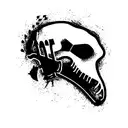T rex Skull with axe tattoo design idea