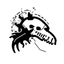 T rex Skull with axe tattoo design idea