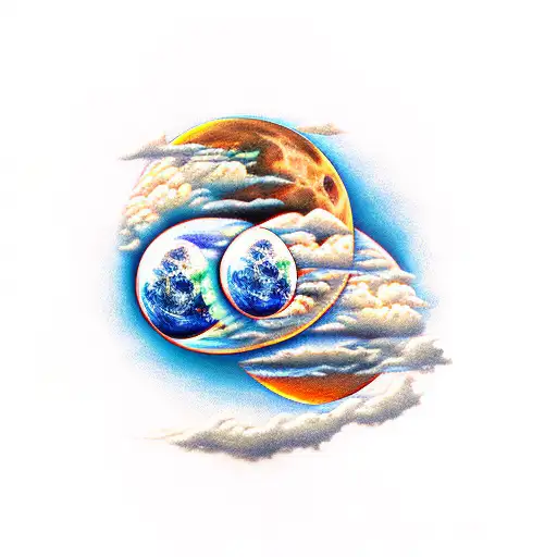 Two Moons tattoo design idea