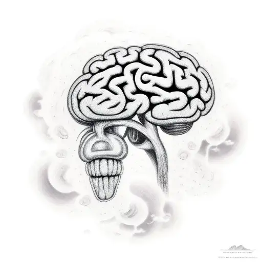 cloud shaped like brain with rain tattoo design idea