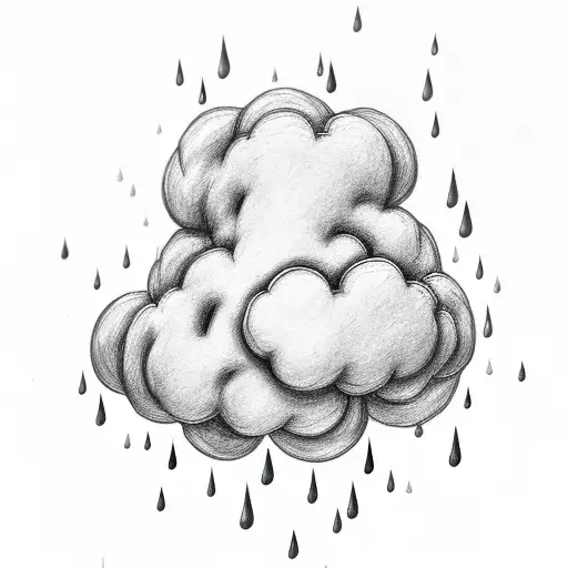 cloud shaped like brain with rain tattoo design idea