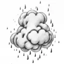 cloud shaped like brain with rain tattoo design idea