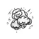 cloud shaped like brain with rain tattoo design idea