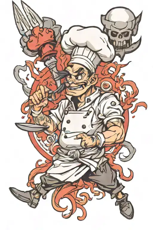 evil chef tattoo design idea