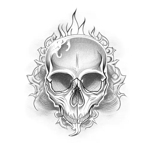 skull with flames  tattoo design idea