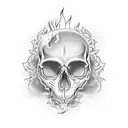 skull with flames  tattoo design idea